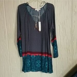 Lovestitch Blue and Red Patterned Dress